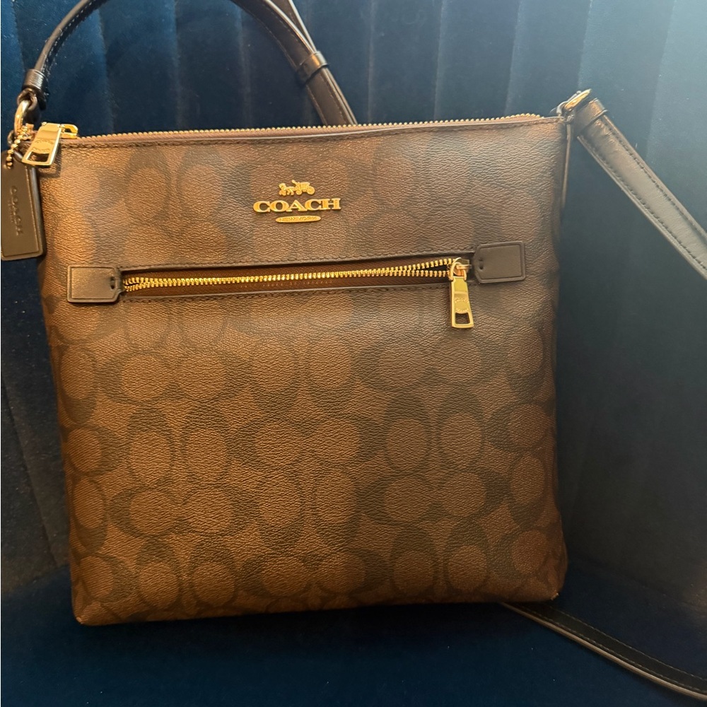 Coach Dark Brown Signature Crossbody Bag